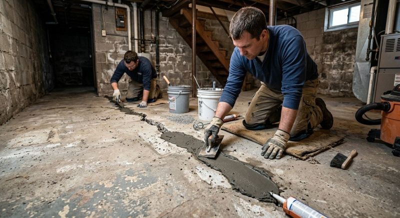 Cracked Basement Floor Repair in Dundalk, MD