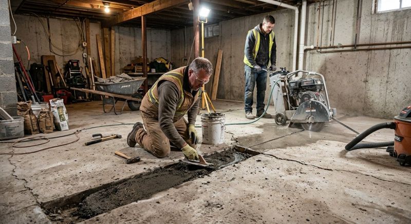 Cracked Basement Floor Repair in Dundalk, MD